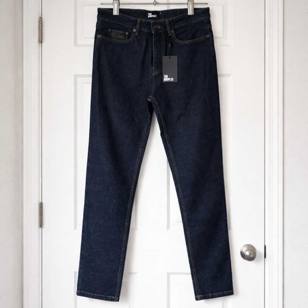 The Kooples Dark Indigo Straight Leg Jeans Skull Rivet NWT Size 29